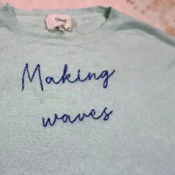 ANTHROPOLOGIE By Charli Cashmere Sweater Embroidered Making Waves Women Med - Picture 3 of 12